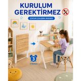 Dobo Çocuk Öğrenci Katlanır Çalışma Ders Masası, Beyaz - Çam