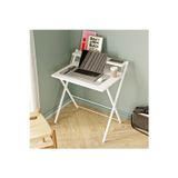 Dobo Metal Ayaklı Laptop Masası, Katlanır Çalışma Masası, Laptop Sehpası Beyaz-Beyaz