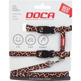 Doca Leopar Desenli Kedi Gezdirme Kayışlı Ayarlanabilir Kedi Göğüs Tasması