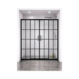 Docciabella Banyo Doccia Bella Banyo Duşakabin 2 Duvar Arası 5 mm Temperli Siyah Şerit Kare Desenli Buzlu (Satina) Cam Siyah Alüminyum - 117 cm