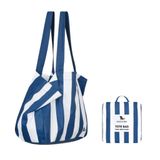 Dock & Bay Katlanabilir Tote Çanta Cabana Whitsunday Blue - Hafif, Katlanabilir, Geniş Hacimli,%100 Geri Dönüştürülmüş Malzeme, Plaj, Seyahat ve Günlük Kullanım Çantası Lacivert Beyaz