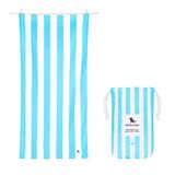 Dock & Bay Plaj Havlusu - Hızlı Kuruma, Kumsuz - Kompakt, Hafif - %100 Geri Dönüştürülmüş - Çanta İçerir - Cabana Light - Tulum Mavisi - Large (160x90 cm, 63x35)