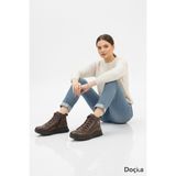Doçka Kadın Düz Taban Günlük Fermuarlı Ortopedik Yumuşak Hakiki Deri Spor Tarz Bot BD25/KB2604 - Kahve