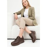 Doçka Kadın Yumuşak Hakiki Deri Ortopedik Dolgu Topuk Günlük Ayakkabı BD26/C2613 - Kahve