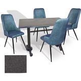 Dockers Çipa - Çırağan Mutfak Masa Takımı - 80X120 (Werzalit, Wermodin ve Allzalit Tabla) - (Grey Marble - Mavi)