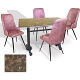 Dockers Çipa - Çırağan Mutfak Masa Takımı - 80X120 (Werzalit, Wermodin ve Allzalit Tabla) - (Karacabey Mermer - Pembe)