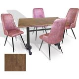 Dockers Çipa - Çırağan Mutfak Masa Takımı - 80X120 (Werzalit, Wermodin ve Allzalit Tabla) - (Rustic Dark - Pembe)