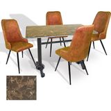 Dockers Çipa - Çırağan Mutfak Masa Takımı - 80X140 (Werzalit, Wermodin ve Allzalit Tabla) - (Rustic Dark - Kiremit)