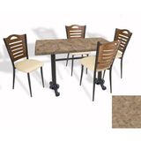 Dockers Çipa Döküm Ayak - Papelli Sandalye Mutfak Masa Takımı (Werzalit, Wermodin ve Allzalit Tabla) - Edgy Wood - Krem - 80X120