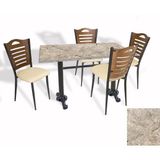 Dockers Çipa Döküm Ayak - Papelli Sandalye Mutfak Masa Takımı (Werzalit, Wermodin ve Allzalit Tabla) - Scala Marble - Krem - 80X140