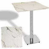 Dockers Dalgalı Kare Bistro Wermodin Masa 67X67 cm Tokyo Serisi (Kromnikel) - Afyon Mermer