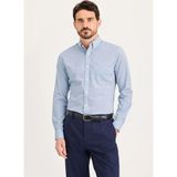 Dockers Mavi Erkek %100 Pamuk Gömlek Mavi Signature Defender Shirt Slim