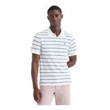 Dockers Minimalist Çizgili Polo Yaka T-shirt - Kısa Kol - Günlük, S, A1159-0087, Beyaz-Lacivert, Erkek