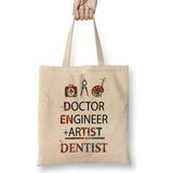 Doctor Engineer Artist Dentist 023 Bez Çanta Uzun Saplı - Açık Bej - 40 X 40