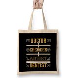 Doctor Engineer Artist Dentist 05 Bez Çanta Uzun Saplı - Açık Bej - 40 X 40