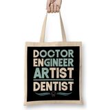 Doctor Engineer Artist Dentist 34 Bez Çanta Uzun Saplı - Açık Bej - 40 X 40
