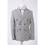Doctor Junior Erkek Çocuk Kruvaze Ceket Gri Renkli Kazayağı Desenli Slim Fit Model - 8 Yaş - Dropsuz
