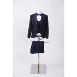 Doctor Junior Slim Fit İşlemeli Erkek Çocuk Smokin Takım Elbise / Gömleksiz_mnvs2289 - Lacivert - 7 Yaş