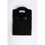 Doctor Junior Yakası Erkek Çocuk Gömlek Siyah Zincirli Tasarım Slim Fit 12-13 Yaş - 12 - 13 Yaş