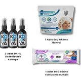Doctor Silver Ion Gümüş İyonlu 3'lü 50 ml Kolonya + Saç Yıkama Bonesi + 50'li Perine Islak Mendili Temizlik Seti - 3'lü 50ml kolonya, saç yıkama bonesi, 50'li perine