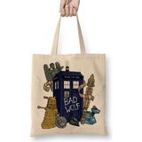 Doctor Who Tardis Bez Çanta Uzun Saplı - Açık Bej - 40 X 40
