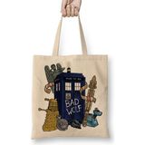 Doctor Who Tardis Temalı Baskı Dükkanı Bez Çanta Uzun Saplı Kadınlar İçin Günlük Kullanım - Krem Rengi - 39x39