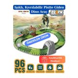 DODBY Dino Tracks 96 Parça Raylı Pist - Dinazor Oyuncak - Raylı Araç Oyuncak - Tren Oyuncak - Pist Seti