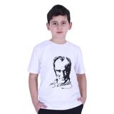 Dode Flora Çocuk Atatürk Portre Baskılı İmzalı Tişört Beyaz 11 YAŞ