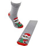 Dode Flora Kadın Pamuk Havlu Noel Baba Desenli Yılbaşı Çorabı - Gri - 36 - 40