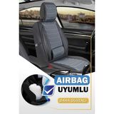 Dodge Caliber Uyumlu Yarı Deri Oto Koltuk Kılıfı Ön/arka 5li Anka Set Füme - Antalya