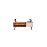 Dodo İç Mimarlık & Mobilya Tasarım Mini Venice Şömineli Tv Ünitesi Ceviz Krem 130 cm