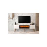 Dodo İç Mimarlık & Mobilya Tasarım Venice Şömineli Tv Ünitesi Ceviz / Krem 170 Cm