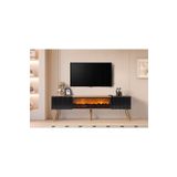 Dodo İç Mimarlık & Mobilya Tasarım Venice Şömineli Tv Ünitesi Ceviz / Siyah 170 Cm
