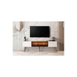 Dodo İç Mimarlık & Mobilya Venice Şömineli Tv Ünitesi Ceviz-Krem 150 cm