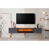 Dodo İç Mimarlık Venıce Şömineli Tv Ünitesi %100 Mdf - Ceviz - Antrasit - 180 CM