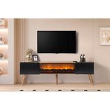 Dodo İç Mimarlık Venıce Şömineli Tv Ünitesi %100 Mdf - Ceviz - Siyah - 180 CM