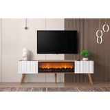 Dodo İç Mimarlık Venıce Şömineli Tv Ünitesi Mdf - 170 CM - Beyaz - Ceviz