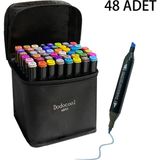 Dodocool 48’li Çift Uçlu Touch Marker Art Tasarım Keçeli Kalem Seti Çantalı Taşınabilir Ithal Ürün - Karışık