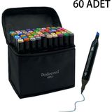 Dodocool 60’lı Çift Uçlu Touch Marker Art Tasarım Keçeli Kalem Seti Çantalı Taşınabilir Ithal Ürün - Karışık