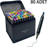 Dodocool 80’li Çift Uçlu Touch Marker Art Tasarım Keçeli Kalem Seti Çantalı Taşınabilir Ithal Ürün - Karışık