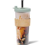 Dodoko Yeniden Kullanılabilir Boba Kupası ve Saman Boba Çay Bardağı Kabarcık Çay Bardağı ve Saman Yeniden Kullanılabilir Buzlu Kahve Fincanı Soğuk Kahve Fincanı Kapaklı ve Pipetli Smoothie Kupası