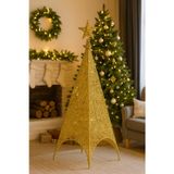 Dodomar 150 Cm Yılbaşı Tel Kule - 3 Boyutlu Altın (Gold) Renkli Lüks Dekoratif Kule Işıklı Çam Ağacı Alternatifi