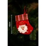 Dodomar 18 cm Kadife Yeşil Çizgili Noel Baba Desenli Yılbaşı Çorabı – Mini Ağaç ve Ev Dekor Süsü