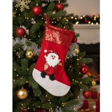 Dodomar 38 cm Pullu Noel Baba Desenli Lüks Yılbaşı Çorabı – Büyük Boy Ağaç ve Ev Dekor Süsü