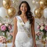 Dodomar Bride To Be Beyaz Gold Yazılı Gelin Kuşağı 2 Metre Bekarlığa Veda Aksesuarı