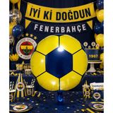 Dodomar Folyo Balon Futbol Topu Sarı Lacivert FB 1907 18'' 45cm Taraftar Parti Süsü Dekor