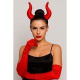 DODOMAR Halloween Cadılar Bayramı Taç Malefiz Kırmızı Çift Boynu Parti Kostümü Maleficent Taç
