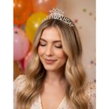 Dodomar Happy Birthday Taç Metal Taşlı İşlemeli Doğum Günü Tacı Şık Parti Saç Aksesuarı
