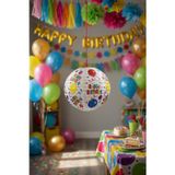 Dodomar Japon Feneri Happy Birthday Baskılı Balon 25 cm Parti Doğum Günü Süs Dekoru