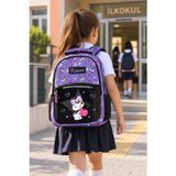 Dodomar Okul Sırt Çantası Kuromi Tablet Cepli Ortopedik Çift Fermuarlı 42X30X12CM